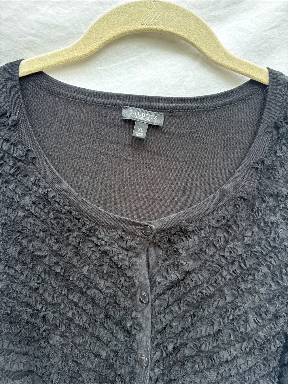 Talbots Black Ruffle-Textured Button Cardigan - Picture 6 of 10
